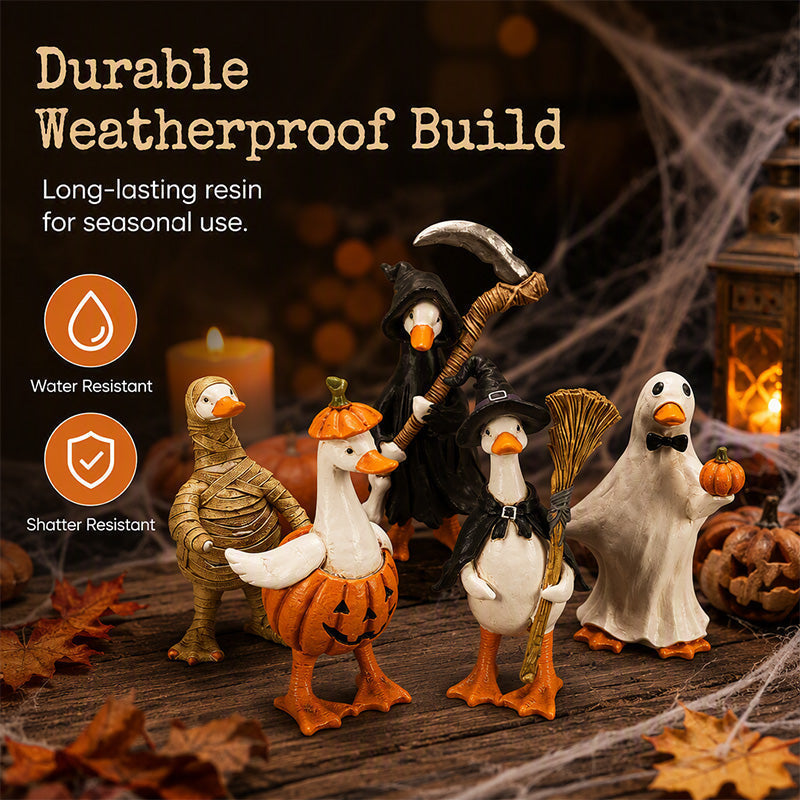 DÉCO D'HALLOWEEN ENNUYANTE ? Ensemble de canards effrayants – Peints à la main, 5 personnages, résistants aux intempéries – Pour étagères, bureaux et extérieur !
