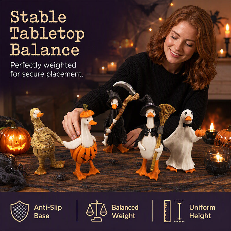 DÉCO D'HALLOWEEN ENNUYANTE ? Ensemble de canards effrayants – Peints à la main, 5 personnages, résistants aux intempéries – Pour étagères, bureaux et extérieur !