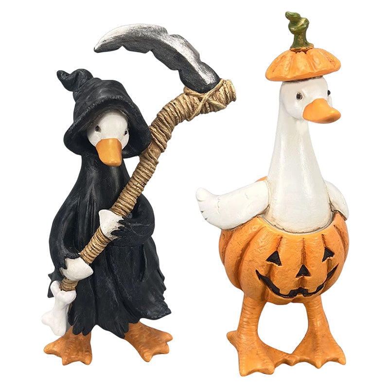DÉCO D'HALLOWEEN ENNUYANTE ? Ensemble de canards effrayants – Peints à la main, 5 personnages, résistants aux intempéries – Pour étagères, bureaux et extérieur !