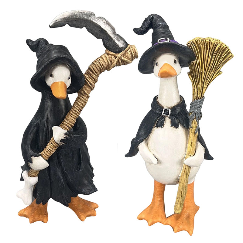 DÉCO D'HALLOWEEN ENNUYANTE ? Ensemble de canards effrayants – Peints à la main, 5 personnages, résistants aux intempéries – Pour étagères, bureaux et extérieur !