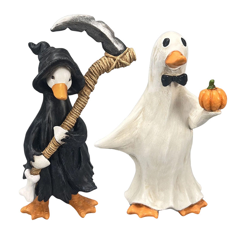DÉCO D'HALLOWEEN ENNUYANTE ? Ensemble de canards effrayants – Peints à la main, 5 personnages, résistants aux intempéries – Pour étagères, bureaux et extérieur !