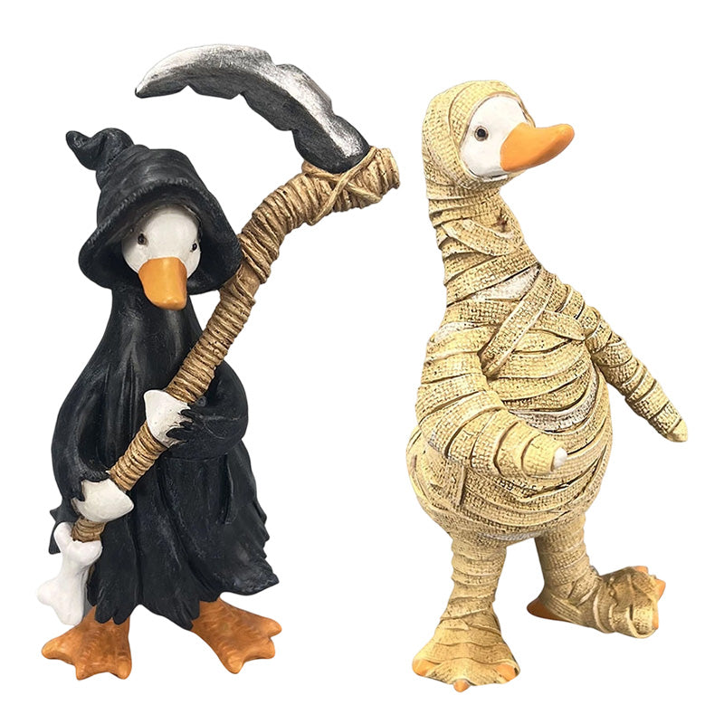 DÉCO D'HALLOWEEN ENNUYANTE ? Ensemble de canards effrayants – Peints à la main, 5 personnages, résistants aux intempéries – Pour étagères, bureaux et extérieur !