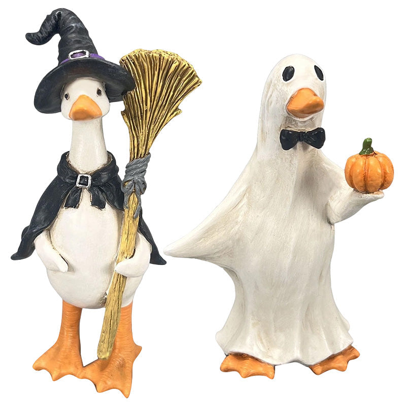 DÉCO D'HALLOWEEN ENNUYANTE ? Ensemble de canards effrayants – Peints à la main, 5 personnages, résistants aux intempéries – Pour étagères, bureaux et extérieur !