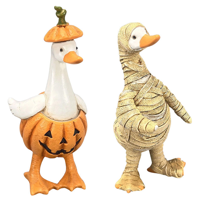 DÉCO D'HALLOWEEN ENNUYANTE ? Ensemble de canards effrayants – Peints à la main, 5 personnages, résistants aux intempéries – Pour étagères, bureaux et extérieur !