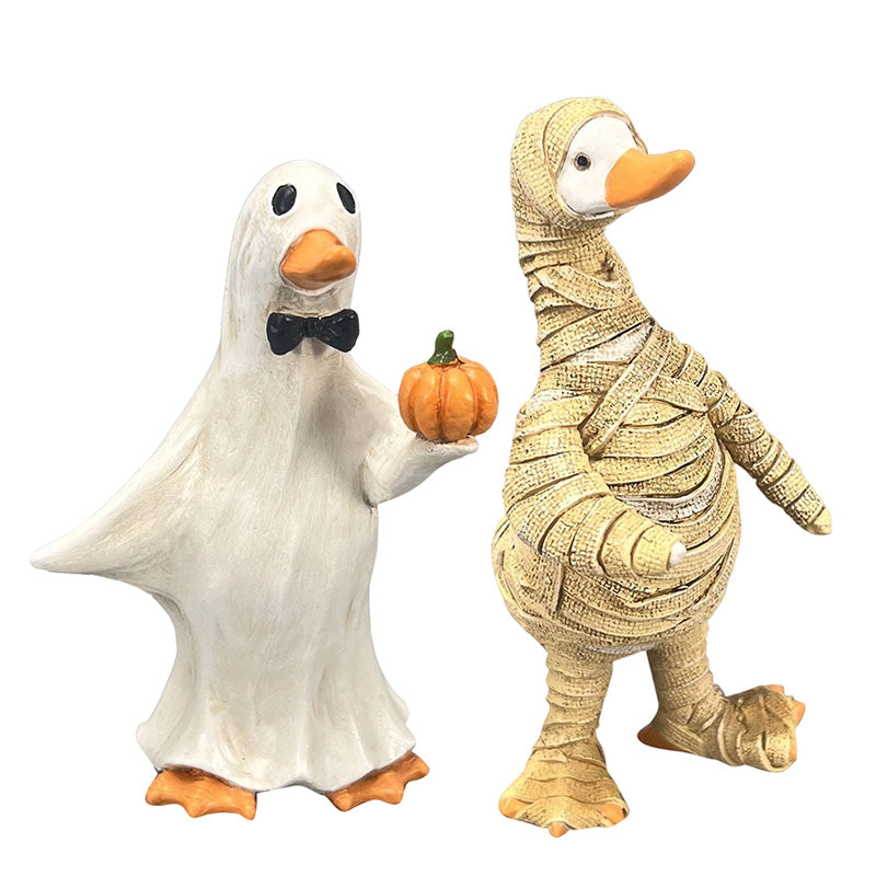 DÉCO D'HALLOWEEN ENNUYANTE ? Ensemble de canards effrayants – Peints à la main, 5 personnages, résistants aux intempéries – Pour étagères, bureaux et extérieur !