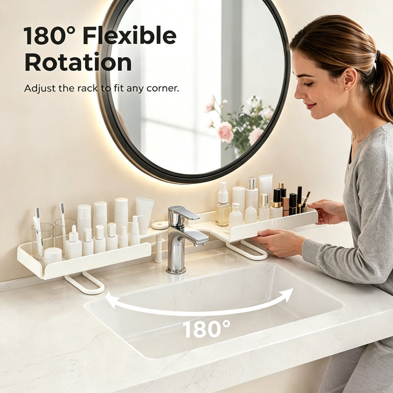 Étagère de rangement pliable en acier 2026 : une étagère sans perçage pouvant être installée au-dessus d'un robinet, dotée de supports réglables pour une installation facile.