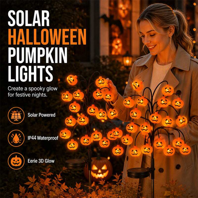 Guirlande lumineuse solaire d'Halloween en forme de citrouilles étanches 2026
