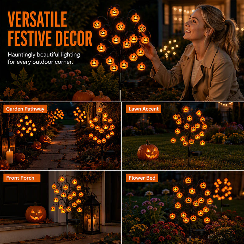 Guirlande lumineuse solaire d'Halloween en forme de citrouilles étanches 2026