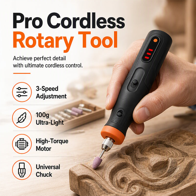 Mini-outil rotatif sans fil – Vitesse variable, rechargeable par USB, avec accessoires, pour les petites tâches de bricolage