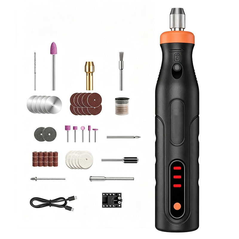 Mini-outil rotatif sans fil – Vitesse variable, rechargeable par USB, avec accessoires, pour les petites tâches de bricolage