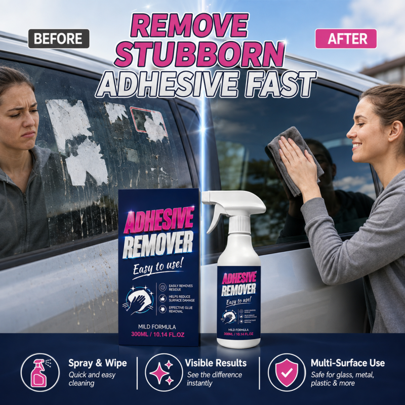 Dégraissant adhésif multi-surfaces en spray - Formule douce Dissout autocollants, rubans adhésifs et étiquettes - Idéal pour le verre, le métal, le plastique et le bois traité