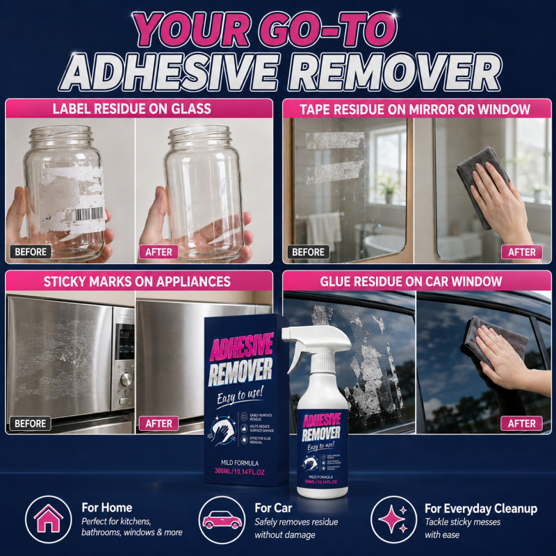 Dégraissant adhésif multi-surfaces en spray - Formule douce Dissout autocollants, rubans adhésifs et étiquettes - Idéal pour le verre, le métal, le plastique et le bois traité