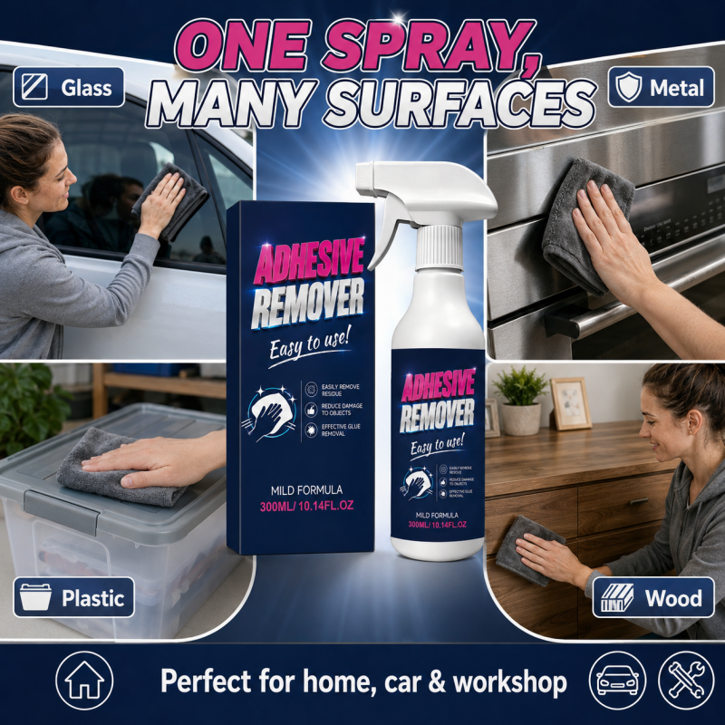 Dégraissant adhésif multi-surfaces en spray - Formule douce Dissout autocollants, rubans adhésifs et étiquettes - Idéal pour le verre, le métal, le plastique et le bois traité