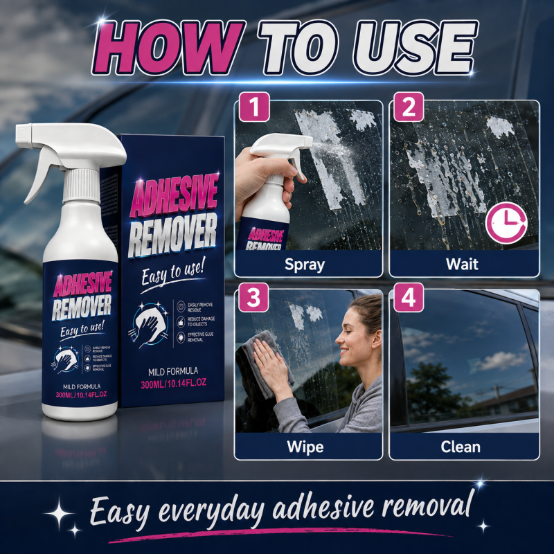 Dégraissant adhésif multi-surfaces en spray - Formule douce Dissout autocollants, rubans adhésifs et étiquettes - Idéal pour le verre, le métal, le plastique et le bois traité