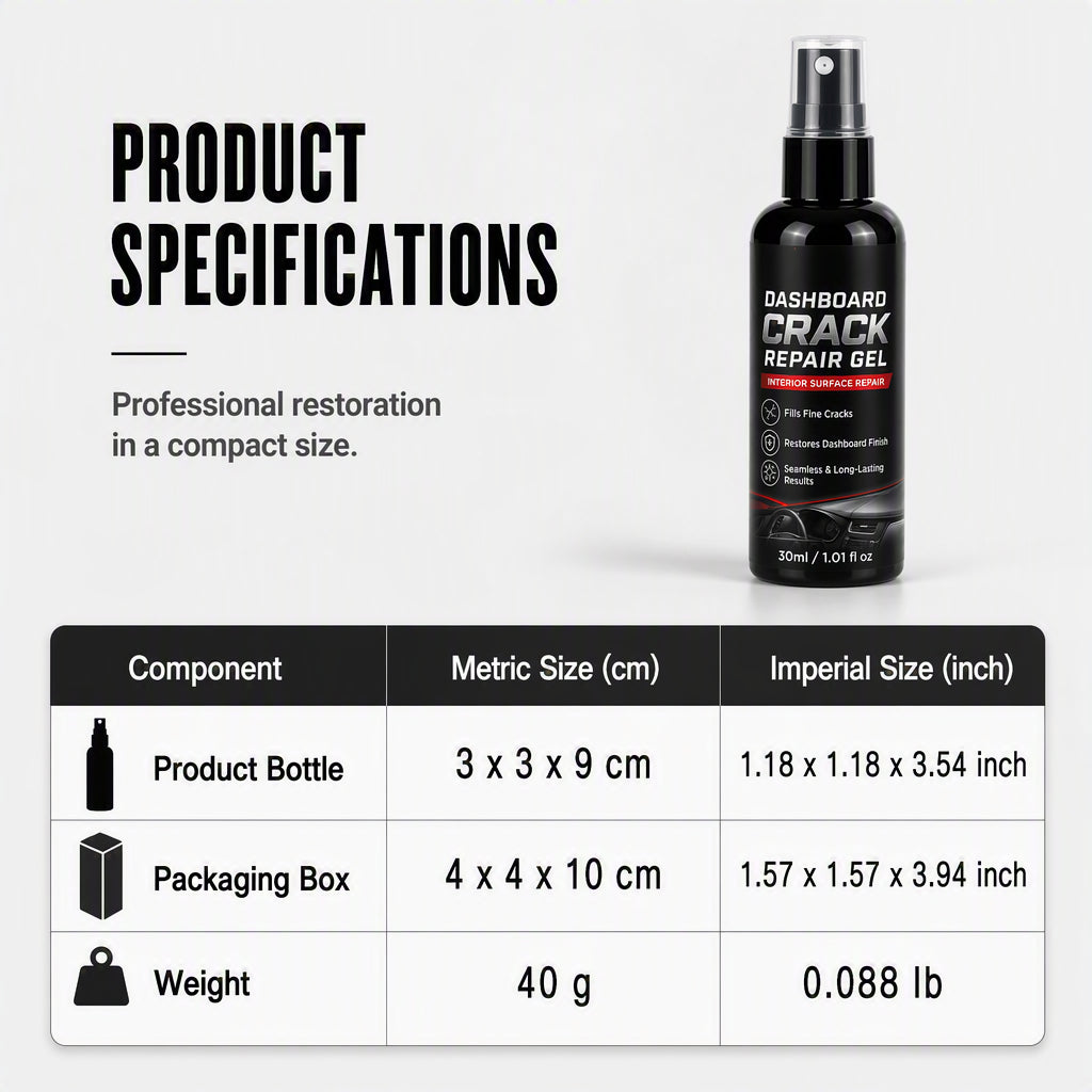 Gel de réparation de fissures de tableau de bord professionnel 2026 - Comble les fissures sans laisser de trace, se fond avec la texture d'origine. La protection UV prévient les dommages du soleil - restaure