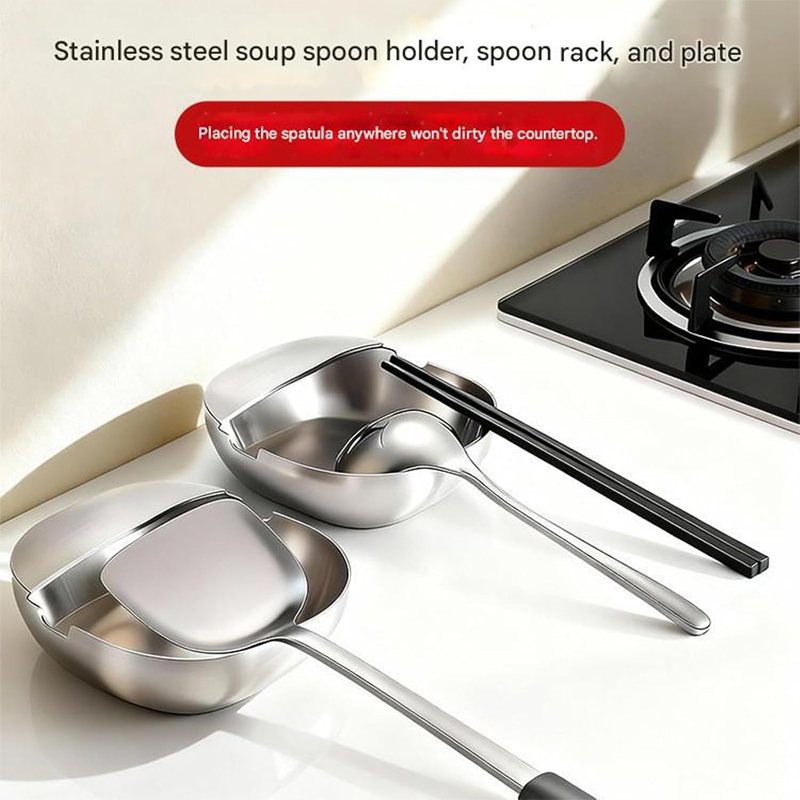 Repose-cuillère en acier inoxydable - Acier inoxydable 304 de qualité alimentaire, résistant à la rouille, pour plan de travail de cuisine, lavable au lave-vaisselle