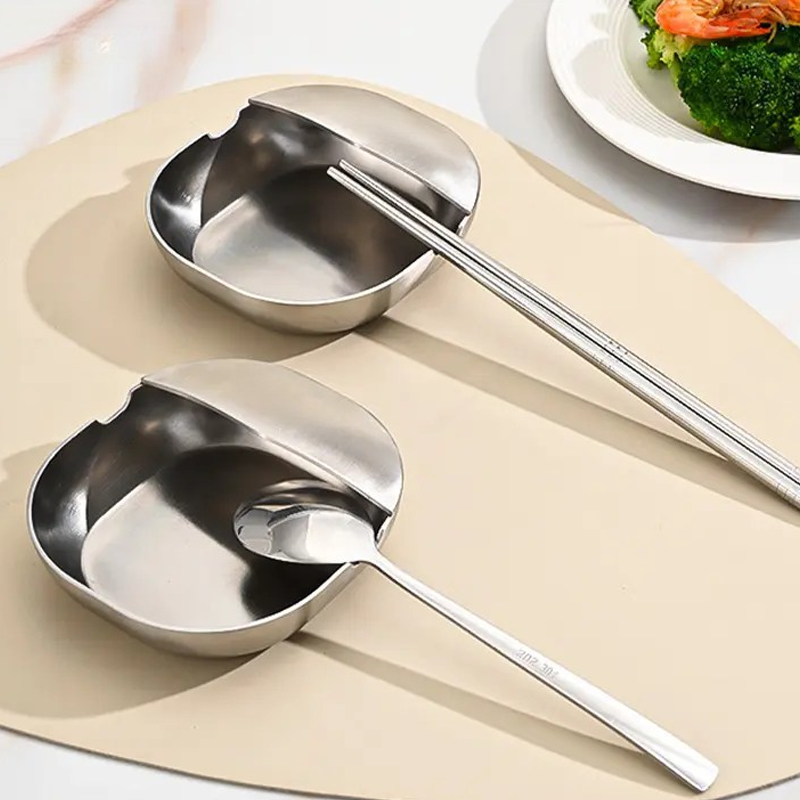 Repose-cuillère en acier inoxydable - Acier inoxydable 304 de qualité alimentaire, résistant à la rouille, pour plan de travail de cuisine, lavable au lave-vaisselle