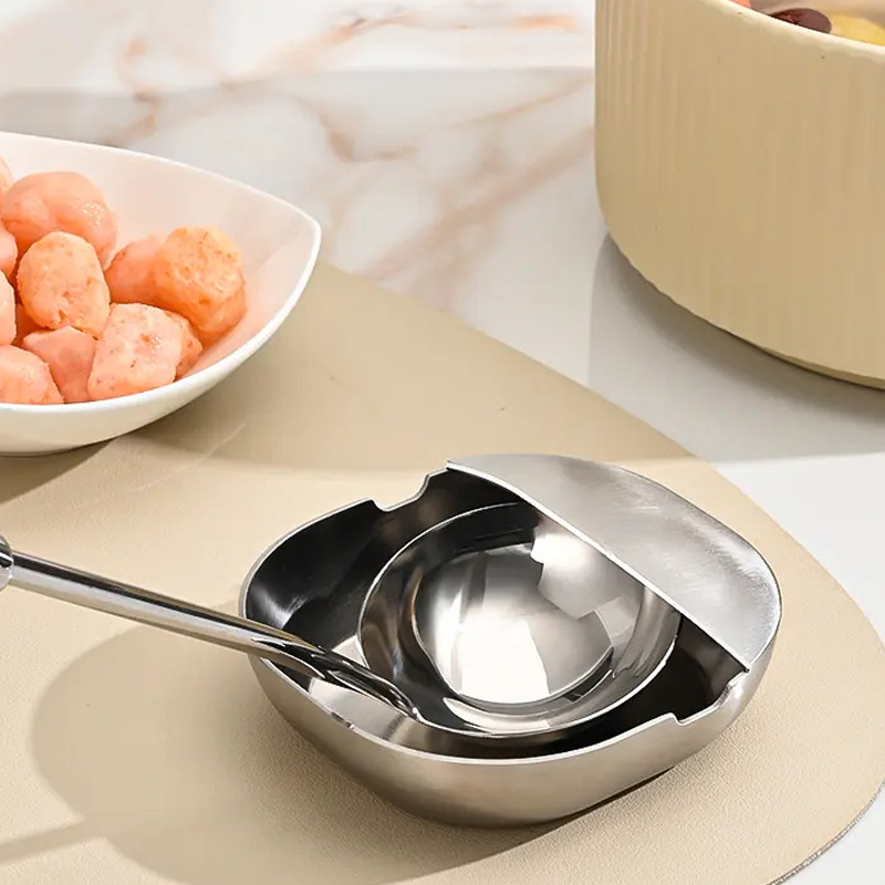 Repose-cuillère en acier inoxydable - Acier inoxydable 304 de qualité alimentaire, résistant à la rouille, pour plan de travail de cuisine, lavable au lave-vaisselle