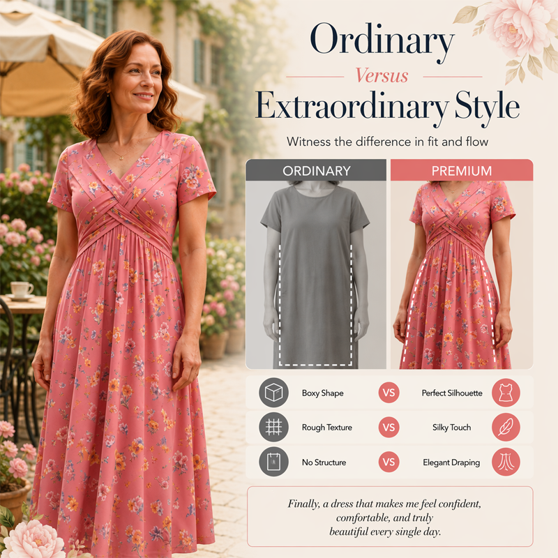 Robe à fleurs à col en V pour femme avec taille torsadée