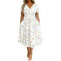 Robe à fleurs à col en V pour femme avec taille torsadée