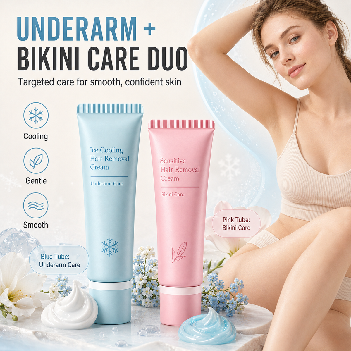 CRÈME DÉPILATOIRE TOP PICK 2026 – Enrichie en huile de rose et de lavande, éclaircissante à la niacinamide – Inhibe la repousse, une douceur longue durée !