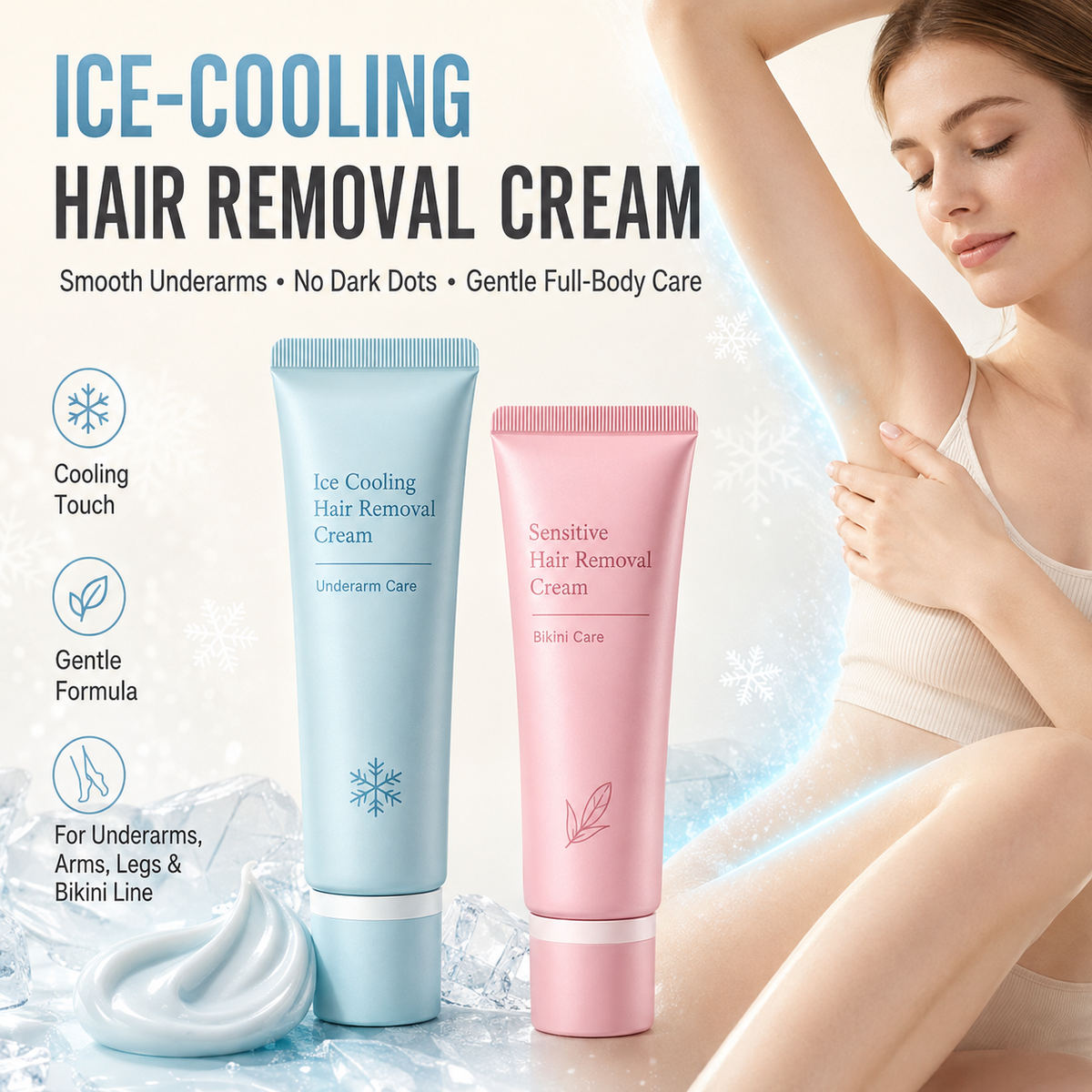 CRÈME DÉPILATOIRE TOP PICK 2026 – Enrichie en huile de rose et de lavande, éclaircissante à la niacinamide – Inhibe la repousse, une douceur longue durée !