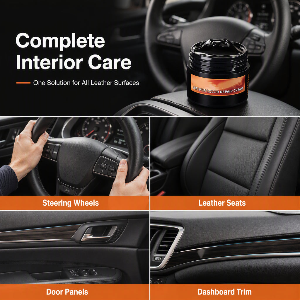 Pâte de réparation intérieure de voiture multi-usage – Cire à base d'eau avec restauration profonde des couleurs – Idéale pour le cuir, le plastique et les éraflures de tableau de bord
