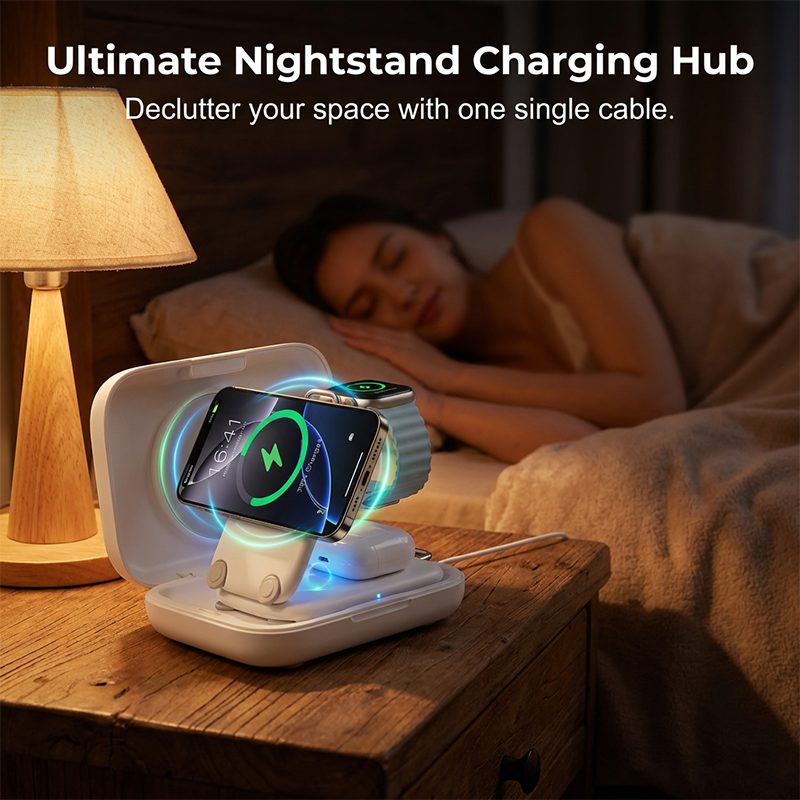 Support de chargeur sans fil magnétique pliable 3 en 1