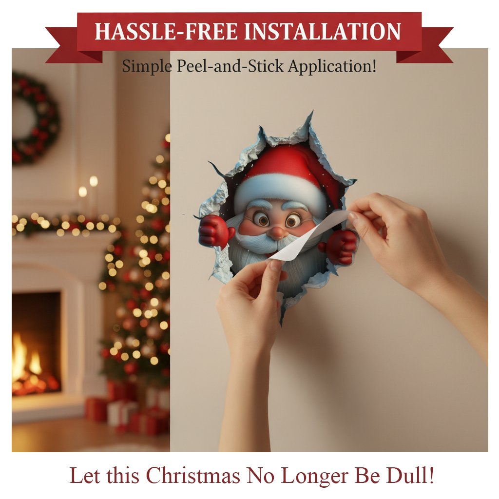 Stickers muraux 3D La surprise du Père Noël
