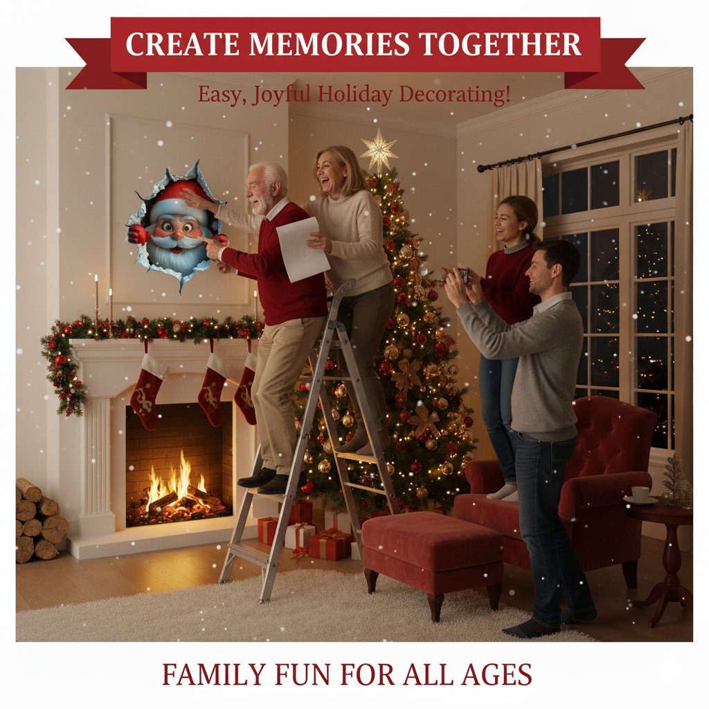 Stickers muraux 3D La surprise du Père Noël