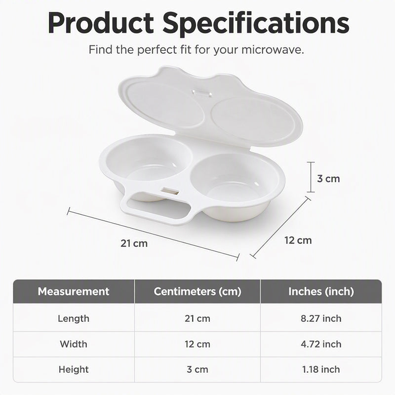 Pocheuse à œufs double cavité pour micro-ondes – Cuisson rapide sans huile, PP de qualité alimentaire et polyvalente. Parfait pour les matins pressés – un petit-déjeuner sain en quelques minutes !