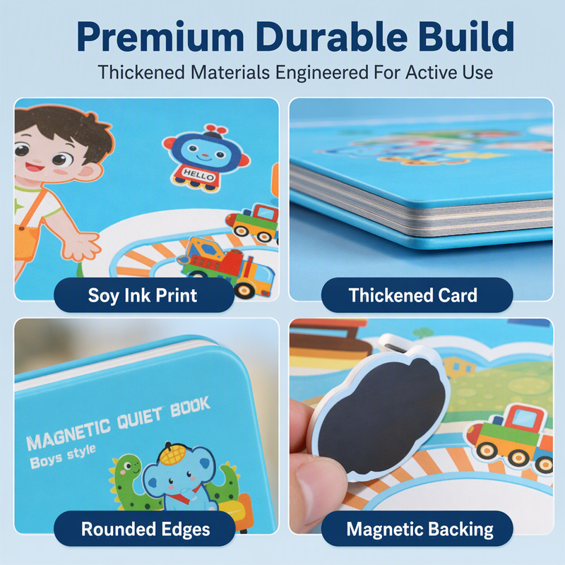 MAINTENANT ! Livre magnétique silencieux pour enfants – Scènes de puzzle pliantes, magnétiques et éducatives – Stimule la créativité et l'apprentissage pour garçons et filles