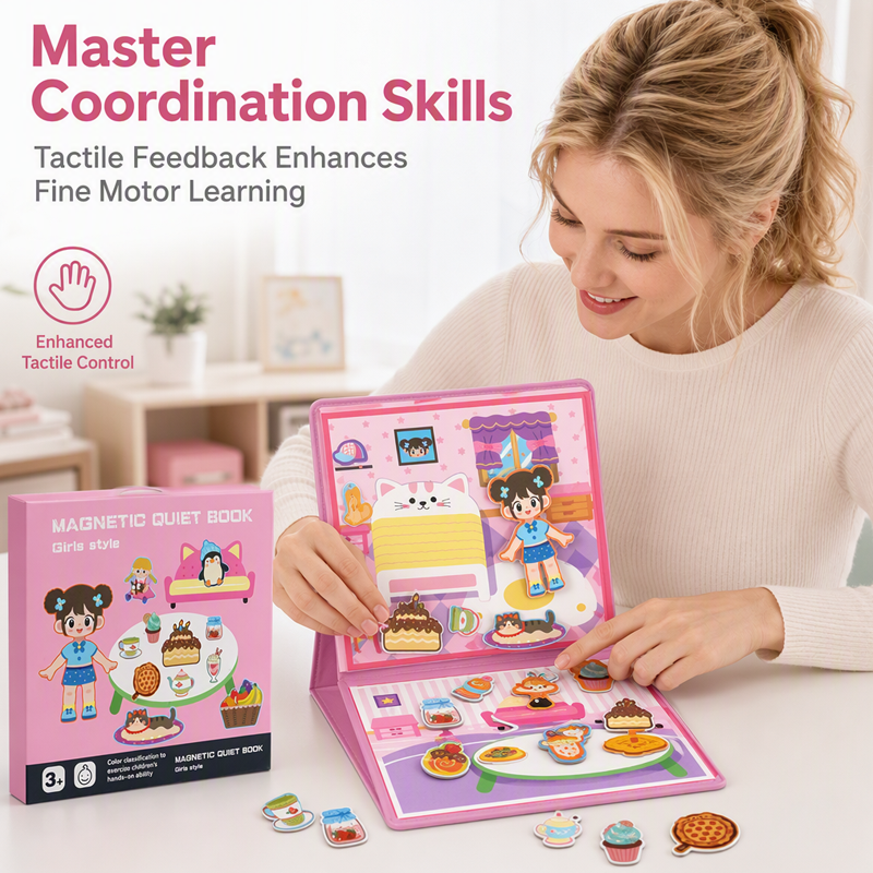 MAINTENANT ! Livre magnétique silencieux pour enfants – Scènes de puzzle pliantes, magnétiques et éducatives – Stimule la créativité et l'apprentissage pour garçons et filles