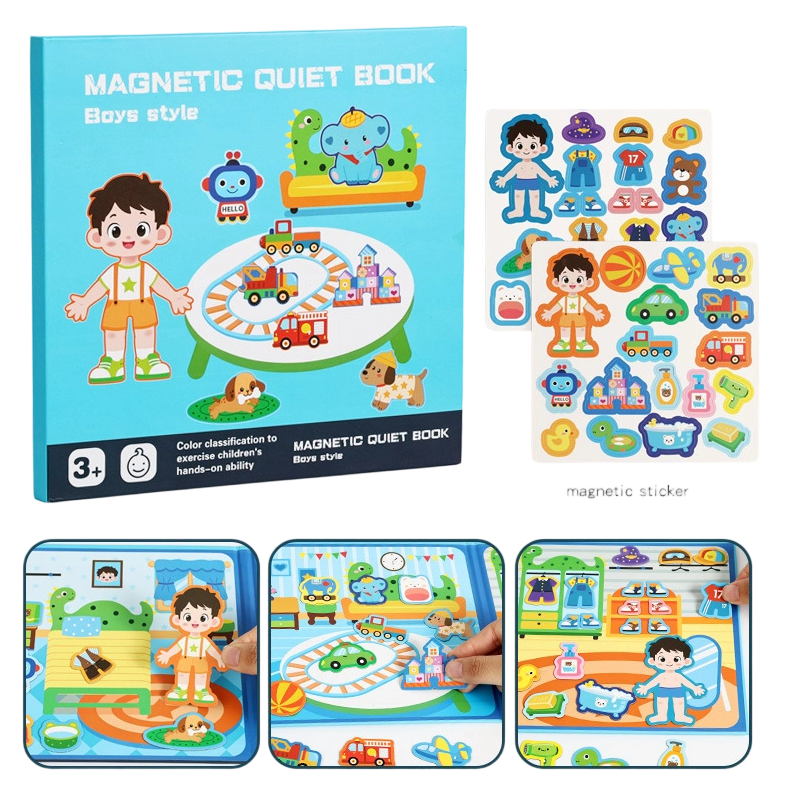 MAINTENANT ! Livre magnétique silencieux pour enfants – Scènes de puzzle pliantes, magnétiques et éducatives – Stimule la créativité et l'apprentissage pour garçons et filles