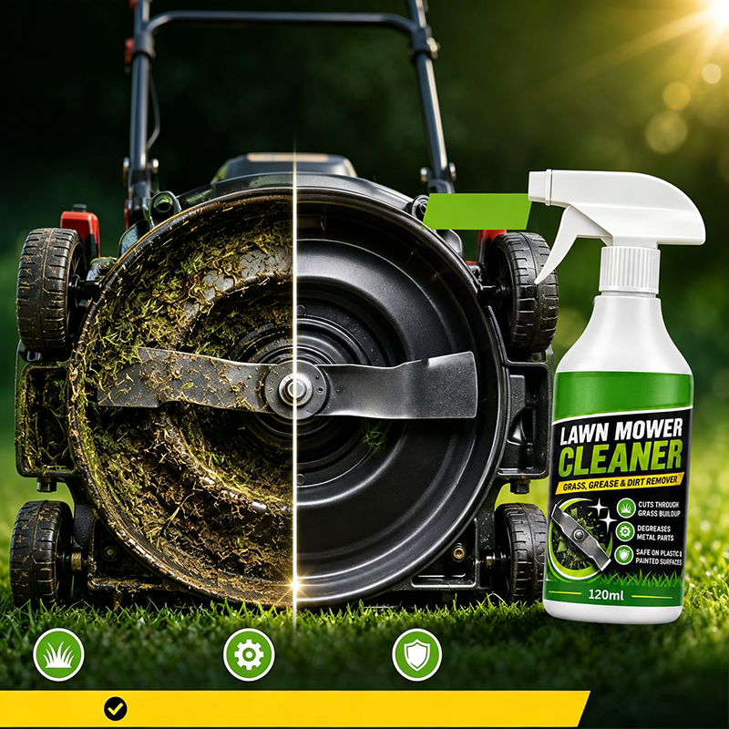 Spray Nettoyant Express pour Tondeuse - Formule Moussante Dissout Graisse et Herbe - Idéal pour les Pièces en Métal, Plastique et Peintes