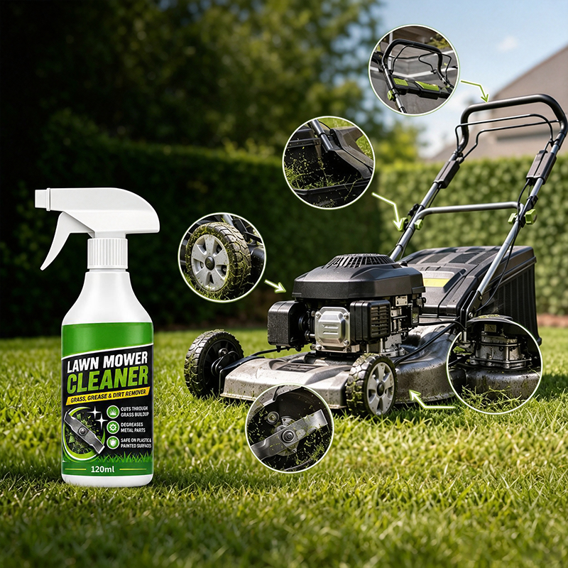 Spray Nettoyant Express pour Tondeuse - Formule Moussante Dissout Graisse et Herbe - Idéal pour les Pièces en Métal, Plastique et Peintes