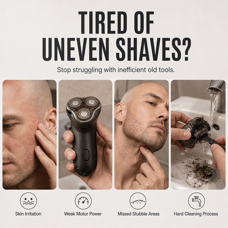 Rasoir électrique intelligent 2 en 1 pour tête chauve et tondeuse à barbe avec affichage numérique