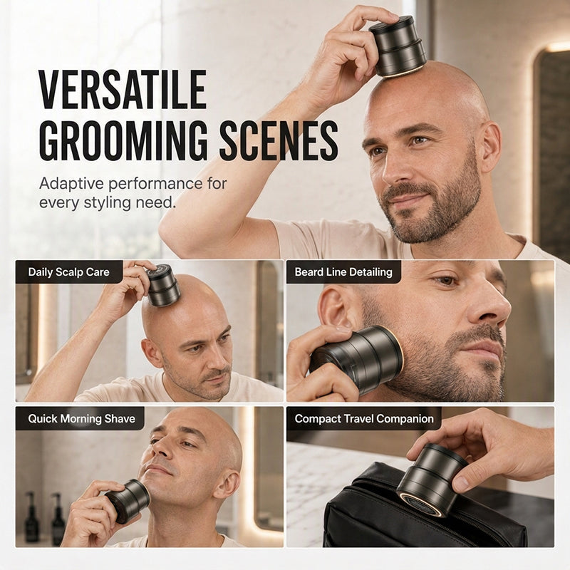 Rasoir électrique intelligent 2 en 1 pour tête chauve et tondeuse à barbe avec affichage numérique