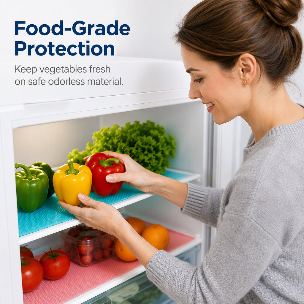 MAINTENANT ! Doublures d'étagères de réfrigérateur imperméables – Antidérapantes, faciles à nettoyer et de qualité alimentaire – Gardent les étagères du réfrigérateur fraîches et organisées