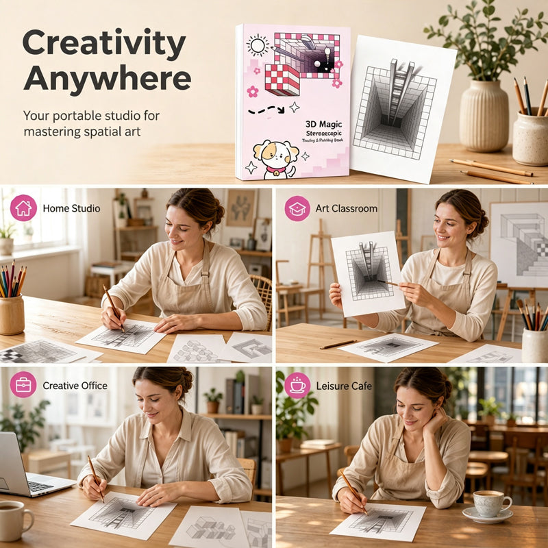 Livre de dessin stéréoscopique 3D pour enfants avec activités de coloriage et de découpage en papier