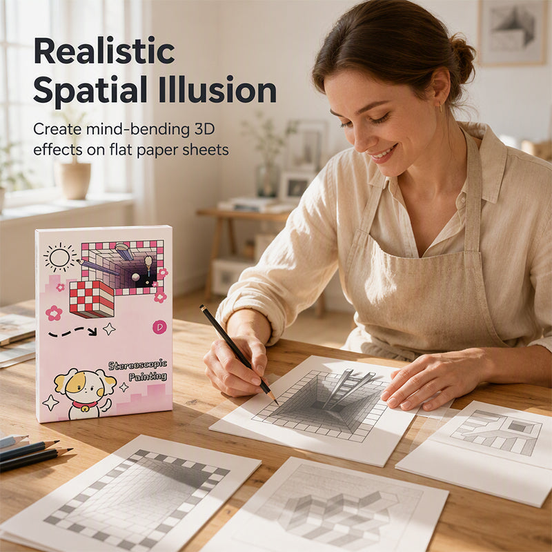 Livre de dessin stéréoscopique 3D pour enfants avec activités de coloriage et de découpage en papier