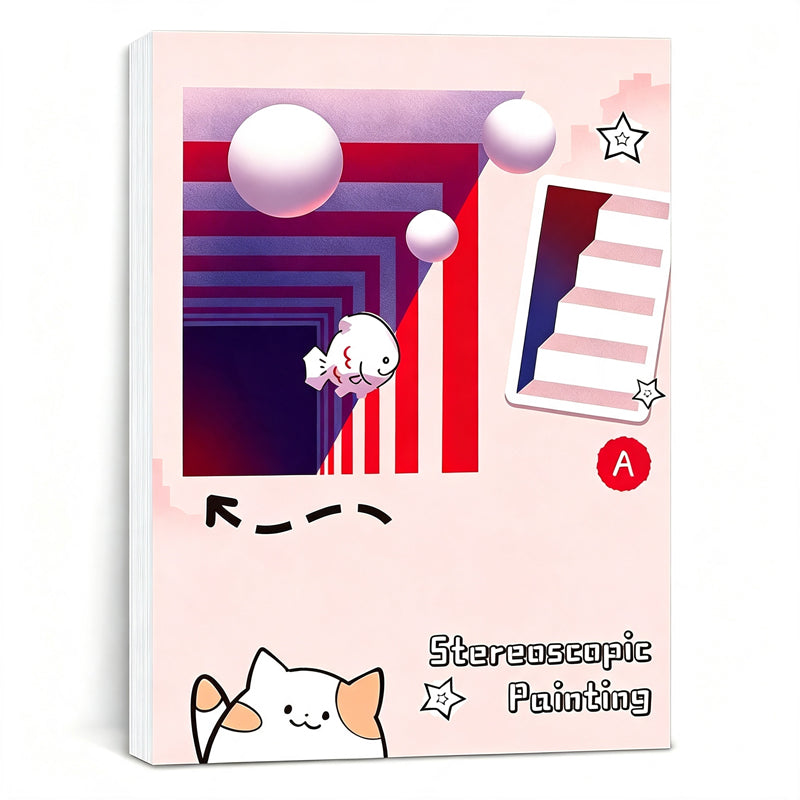 Livre de dessin stéréoscopique 3D pour enfants avec activités de coloriage et de découpage en papier