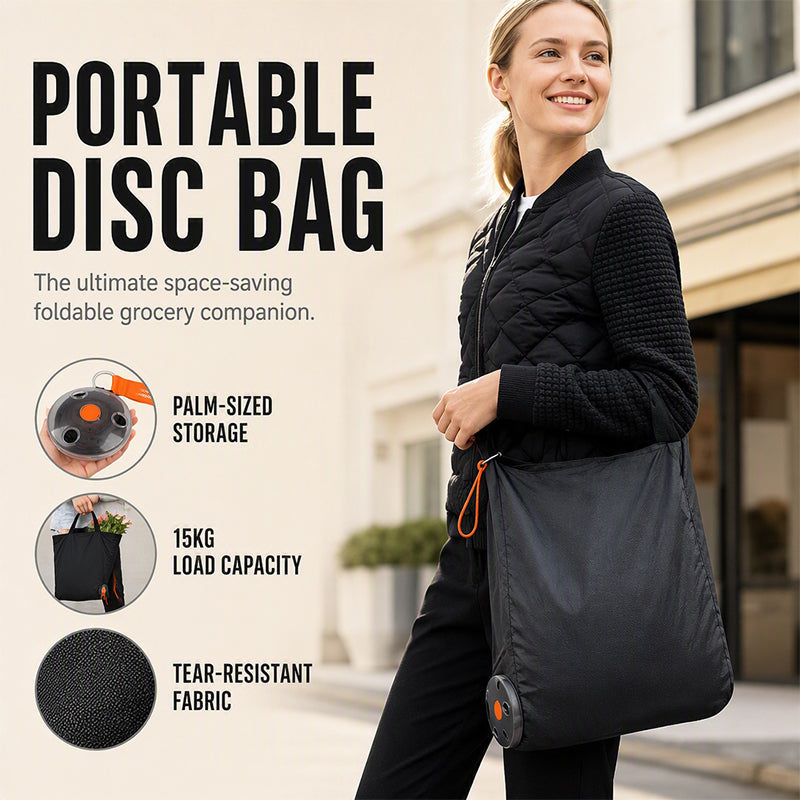 MEILLEUR CHOIX 2026 : Sac de courses enroulable - Design disque compact, se déploie jusqu'à 33x40 cm - Résistant aux déchirures, écologique - Parfait pour les courses et les voyages !