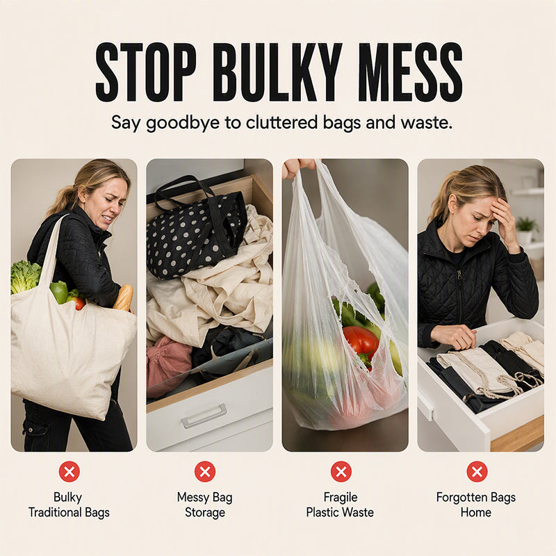 MEILLEUR CHOIX 2026 : Sac de courses enroulable - Design disque compact, se déploie jusqu'à 33x40 cm - Résistant aux déchirures, écologique - Parfait pour les courses et les voyages !