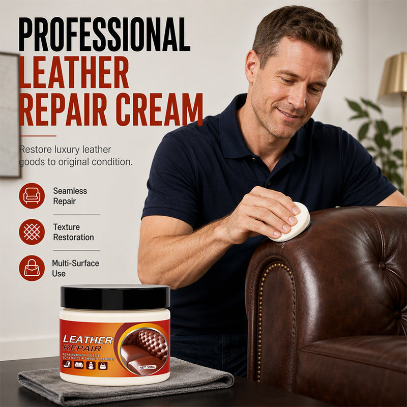 MAINTENANT ! Crème Réparatrice Cuir Multi-Fonction©\Réparateur Professionnel Sans Couture pour Cuir, Baume de Restauration de Texture pour Canapés, Sièges de Voiture, Sacs et Chaussures