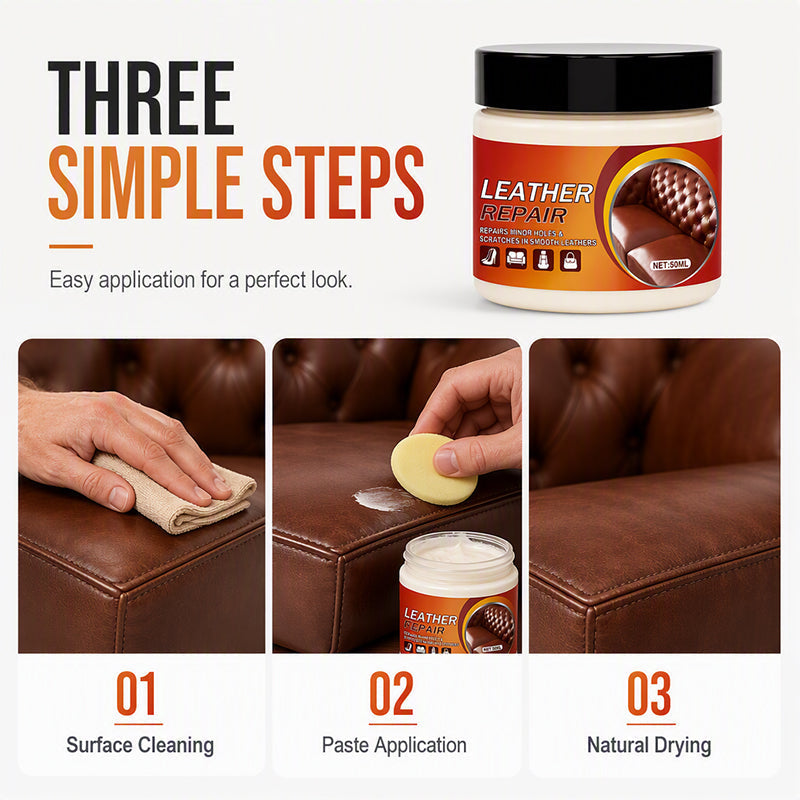 MAINTENANT ! Crème Réparatrice Cuir Multi-Fonction©\Réparateur Professionnel Sans Couture pour Cuir, Baume de Restauration de Texture pour Canapés, Sièges de Voiture, Sacs et Chaussures
