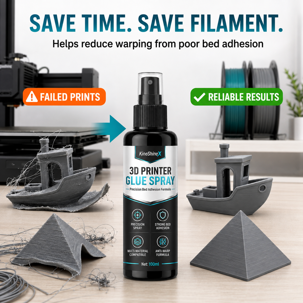 Spray adhésif pour plateau d'imprimante 3D - Aide à réduire le décollement et favorise la première couche