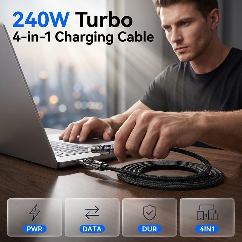 Câble de charge 4-en-1 intelligent avec écran numérique