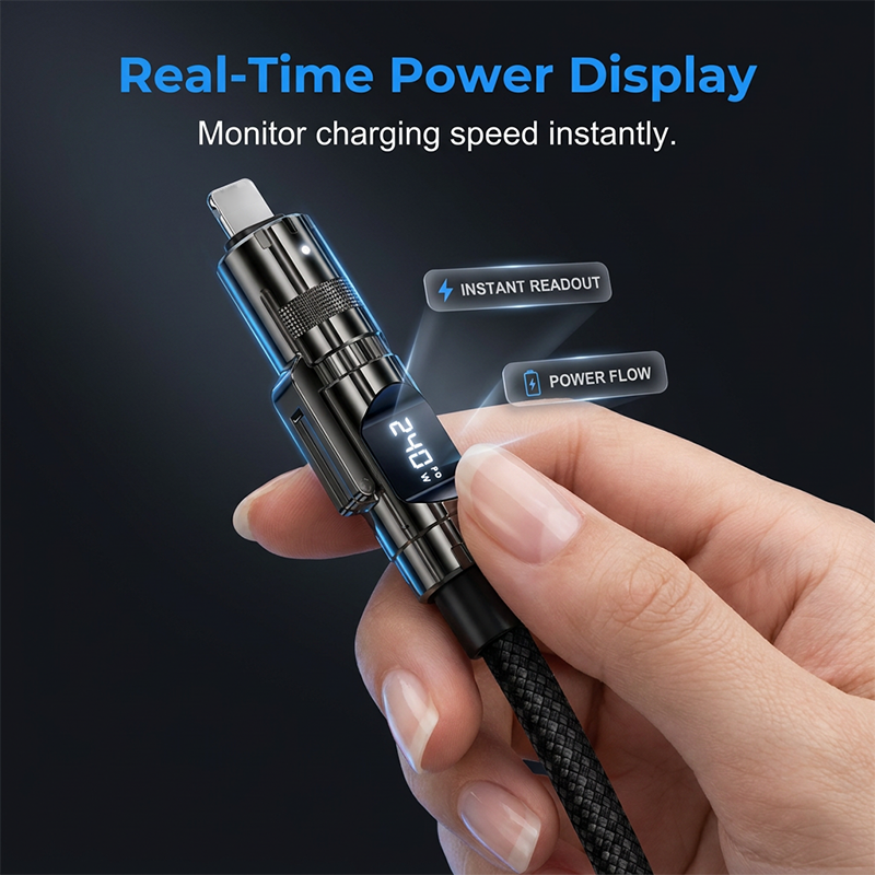 Câble de charge 4-en-1 intelligent avec écran numérique