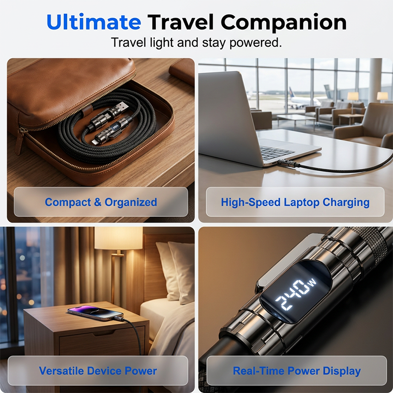 Câble de charge 4-en-1 intelligent avec écran numérique
